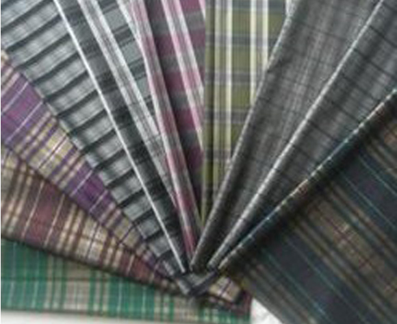 Memory plaid jacquard fabric